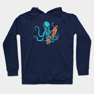 Retro Octopus Surfer Illustration Hoodie